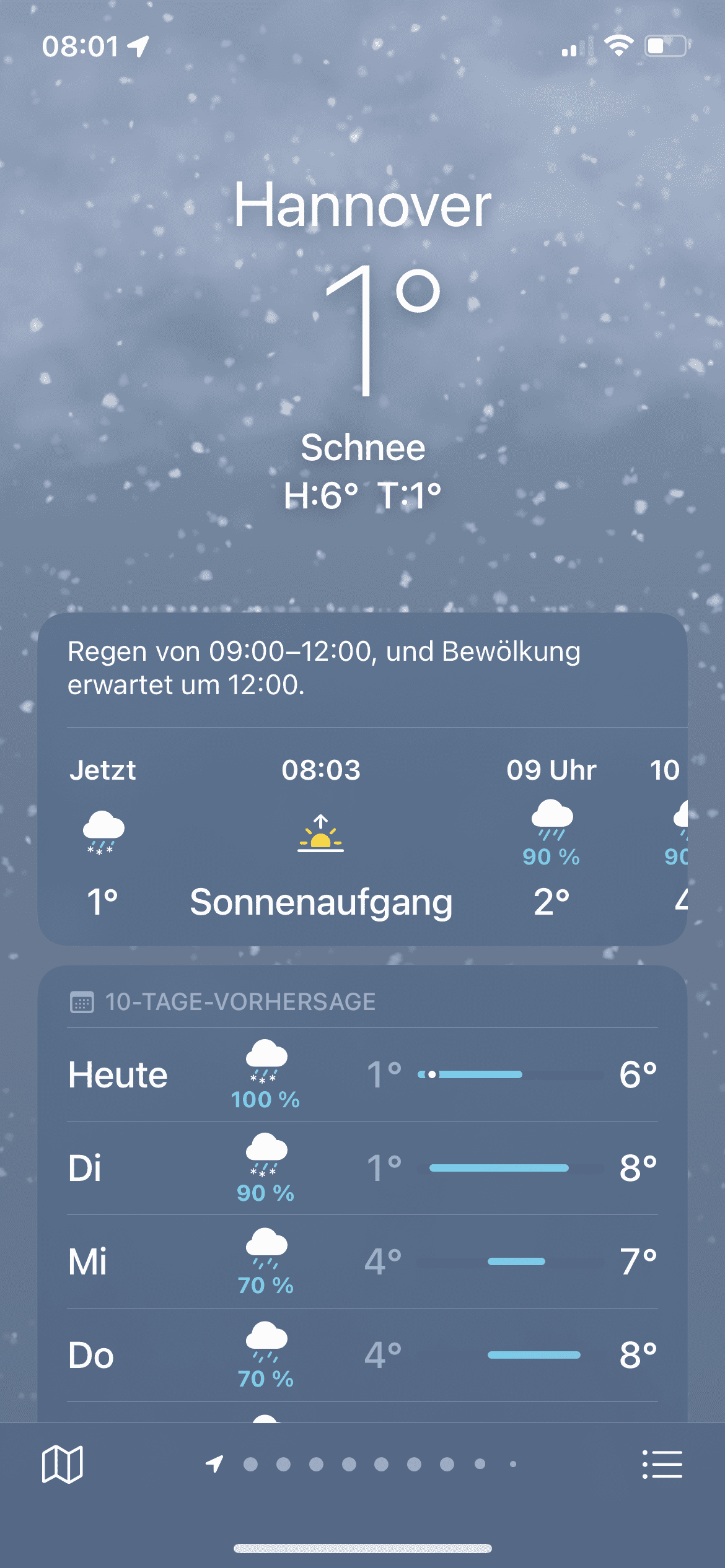 Wetterprognose für Hannover