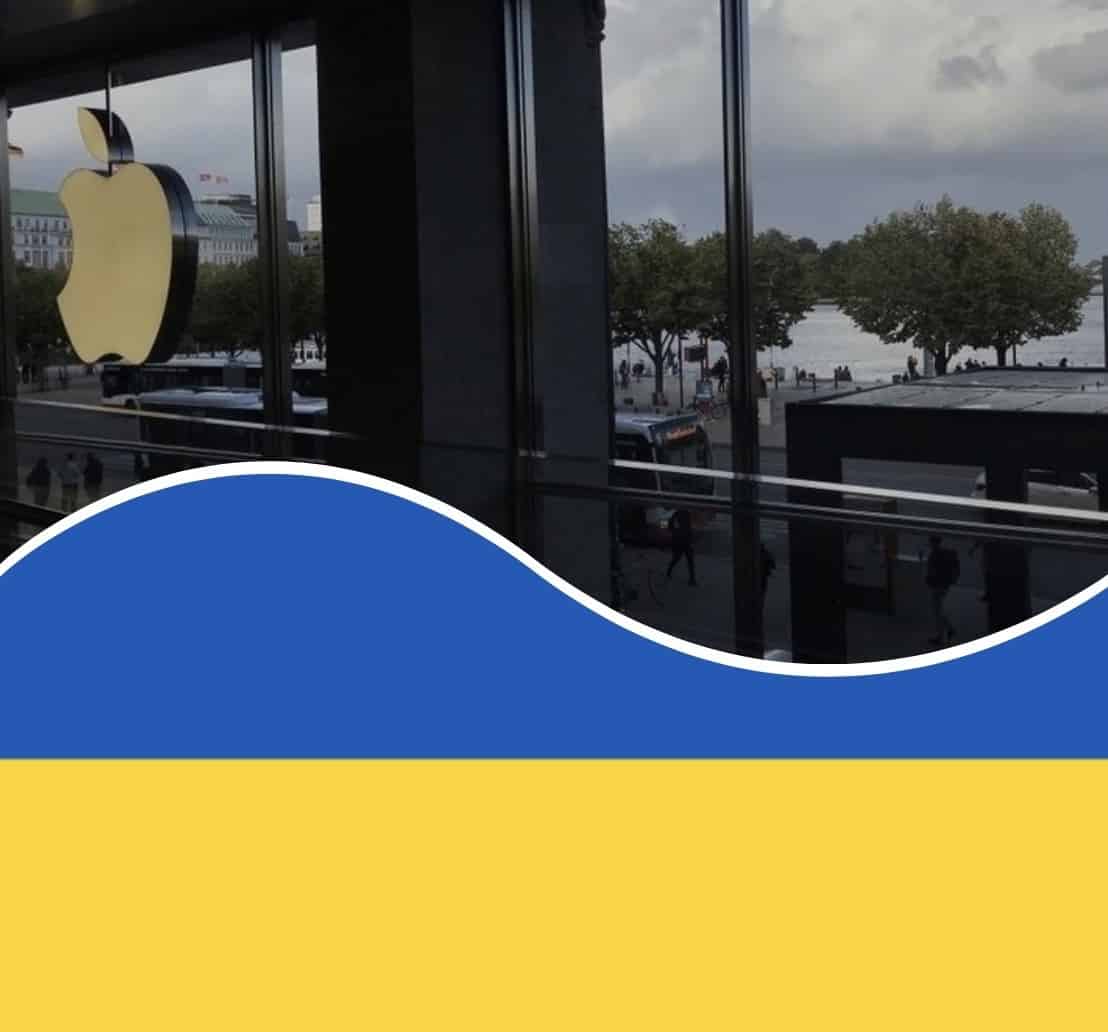 Apple Store mit Ukrainischer Flagge
