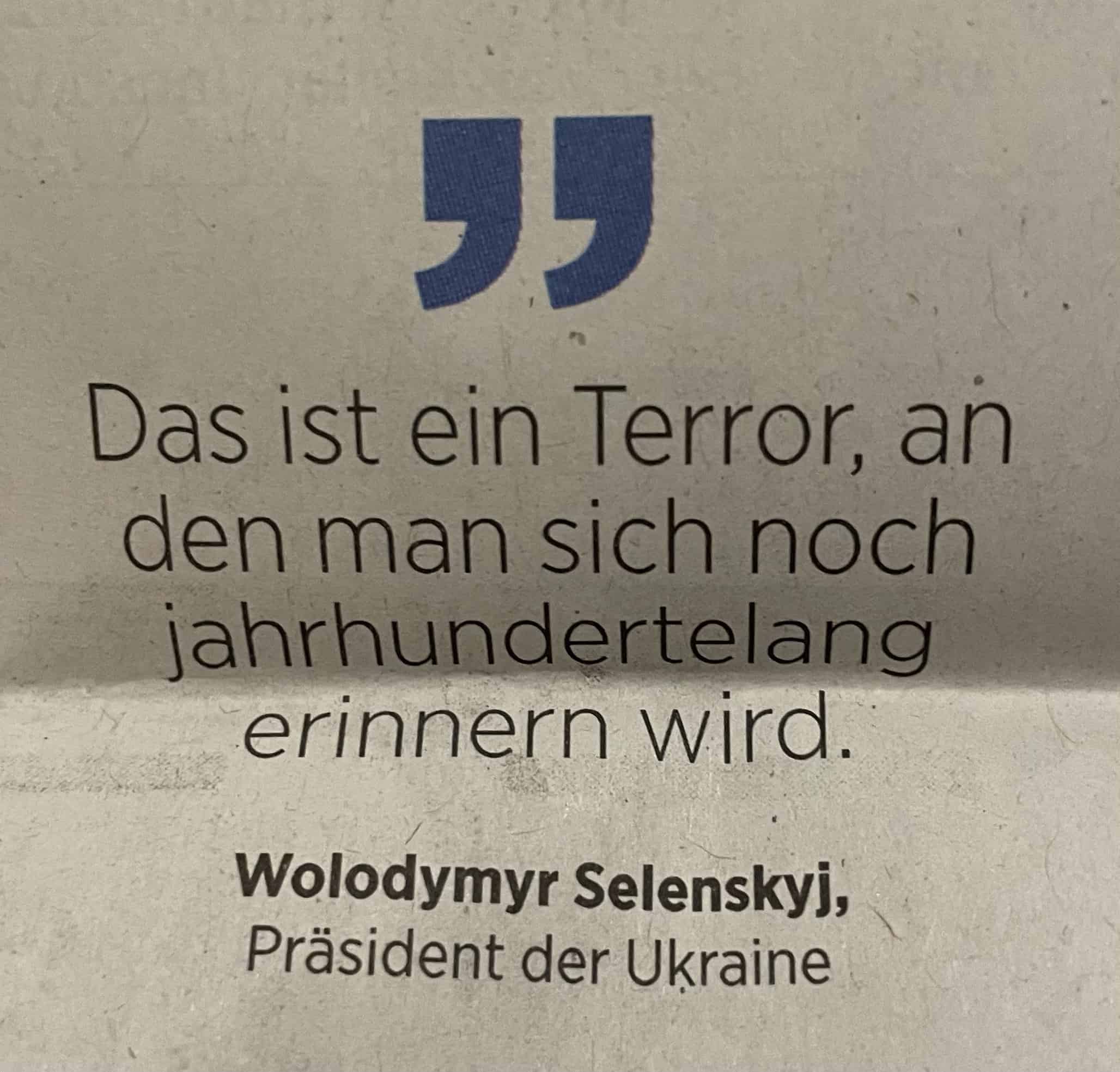 Präsident Selensky zum Jahrhundertterror