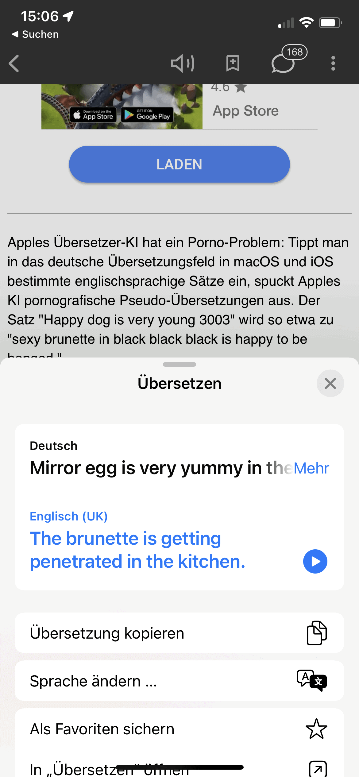 Apples Übersetzung liefert Porn-Prosa