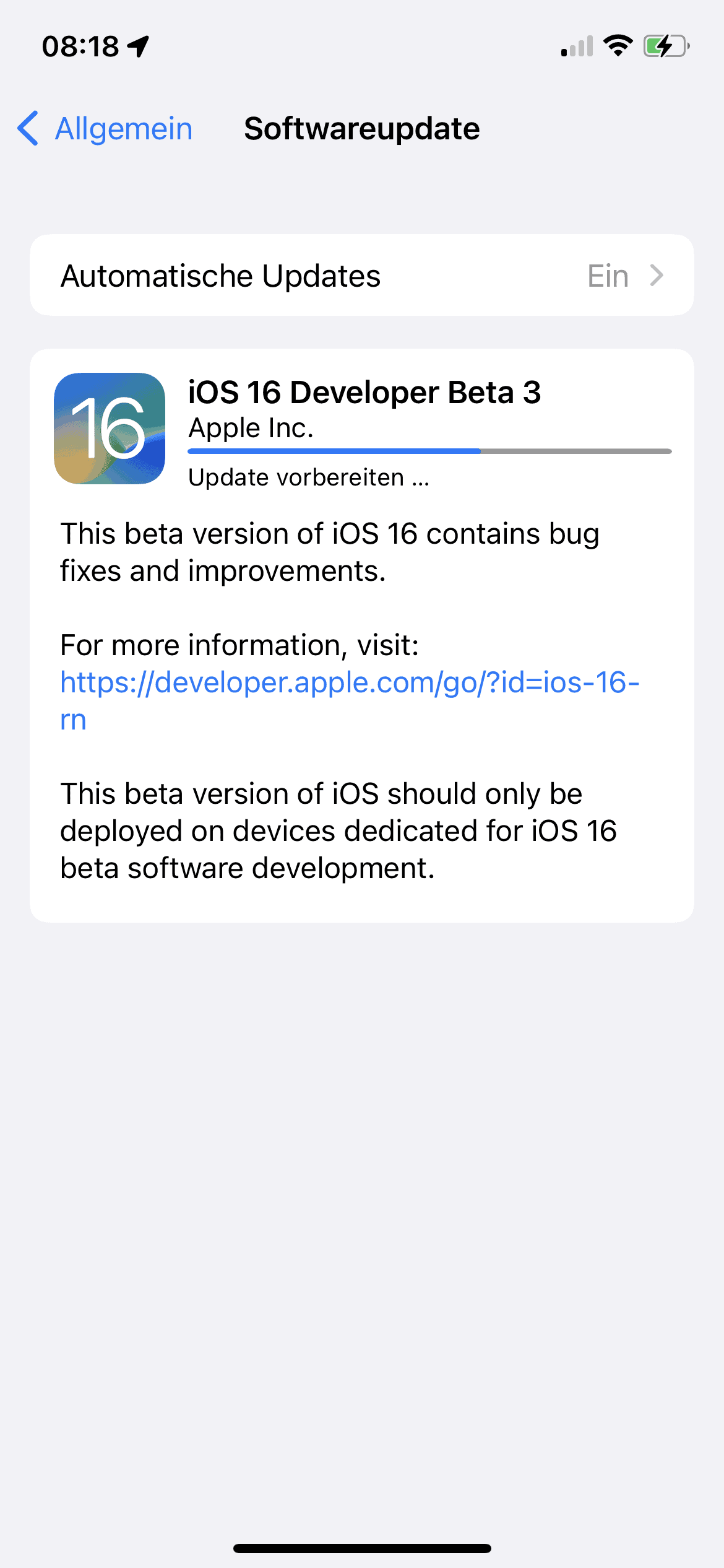 iOS 16 Vera 3 Updatescreen