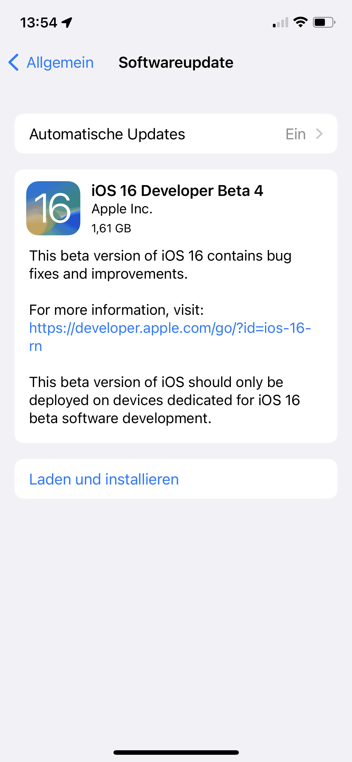iOS 16 Beta 4 Install