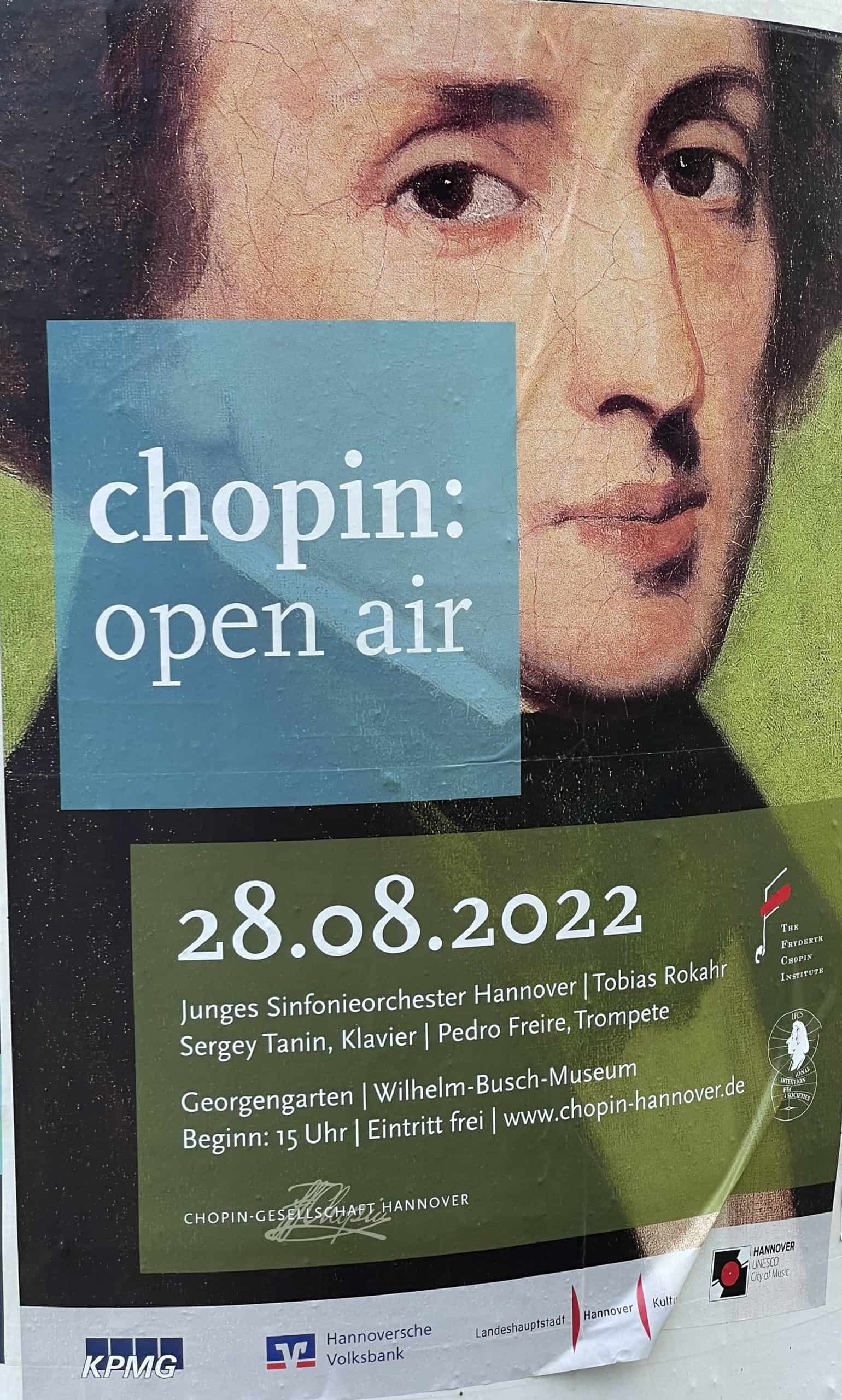 Plakat des Open Air Konzertes der Chopin Gesellschaft