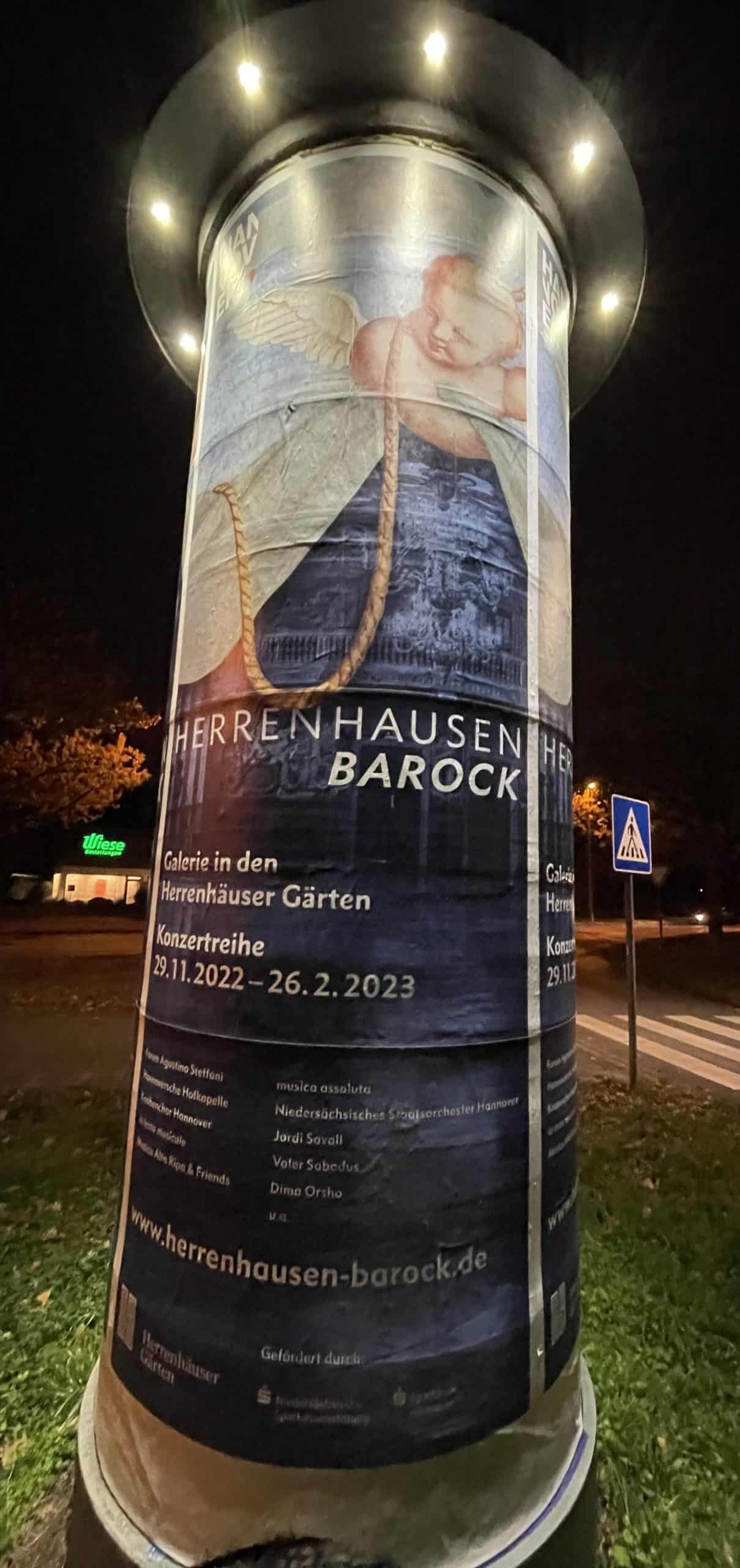 beworbene Barockkonzertreihe in Herrenhausen an der Litfaßsäule
