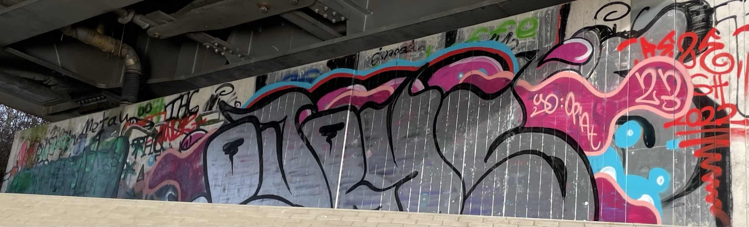 Graffiti unter einer Eisenbahnbrücke
