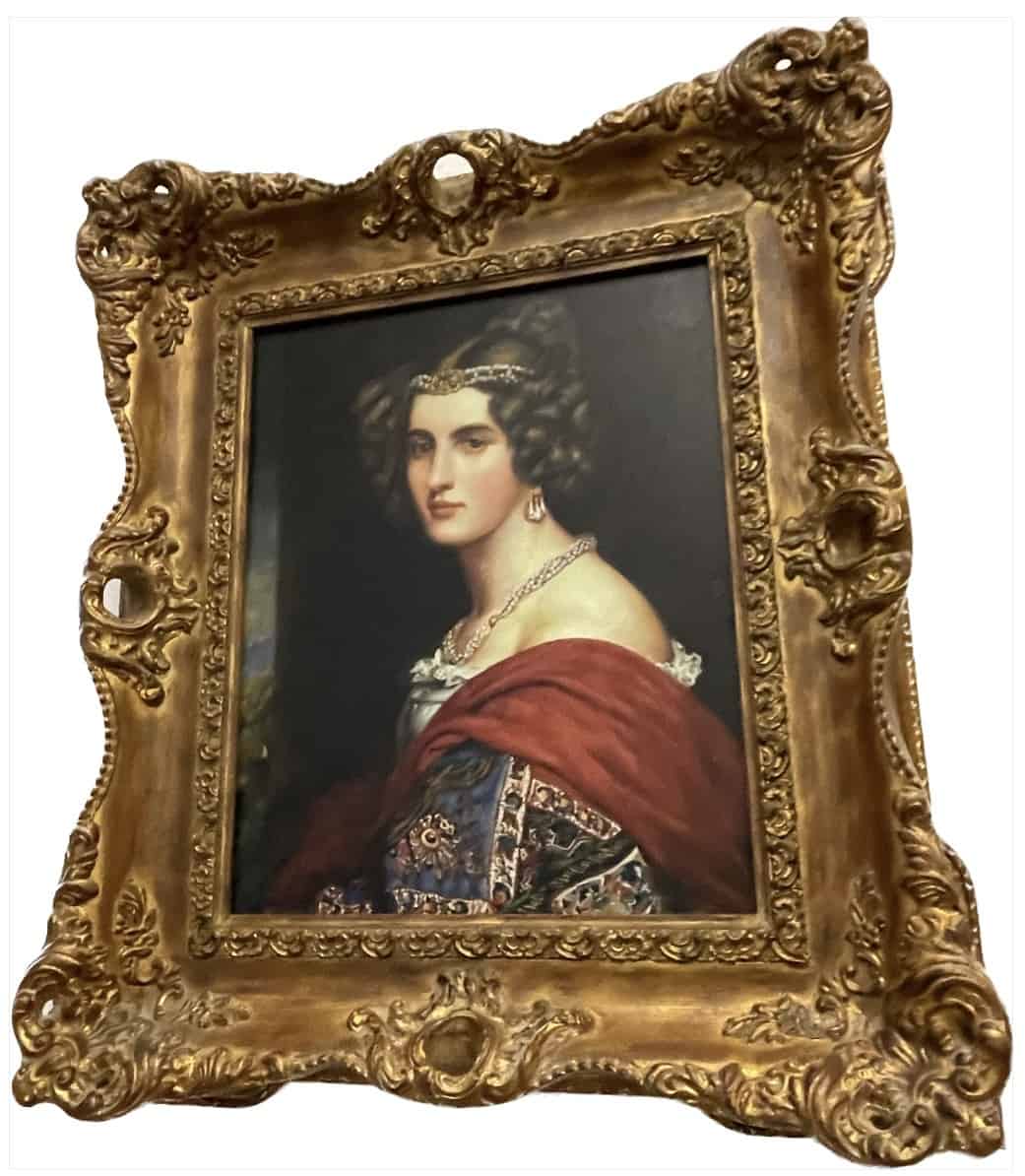 Gemälde mit goldenem Zierramen und Damenportrait