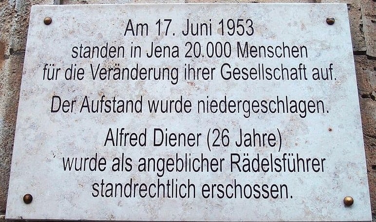 Gedenktafel für Alfred Diener als Opfer des 17. Juni