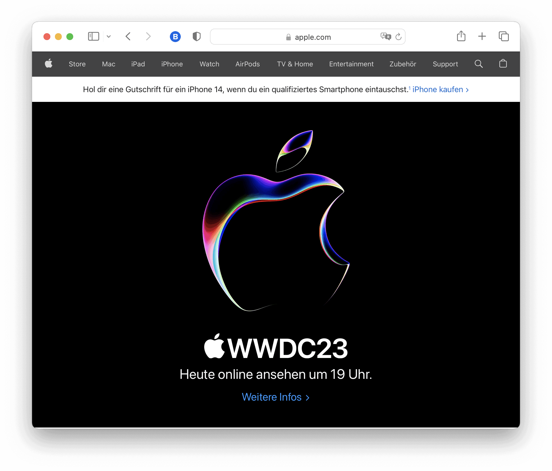 Apple-2023-Event-Apfel auf Apple-Site