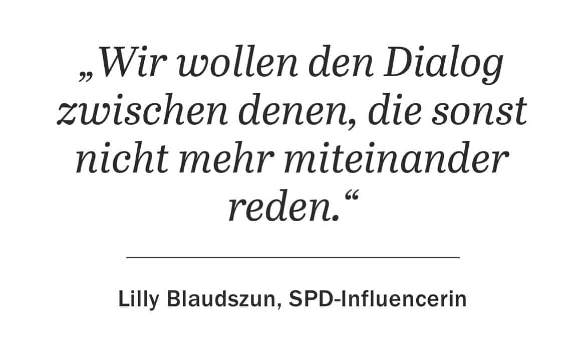 Zitat von Lilly Blaudszun, SPD-Influencerin, zum Kirchentag und Teilnehmenden