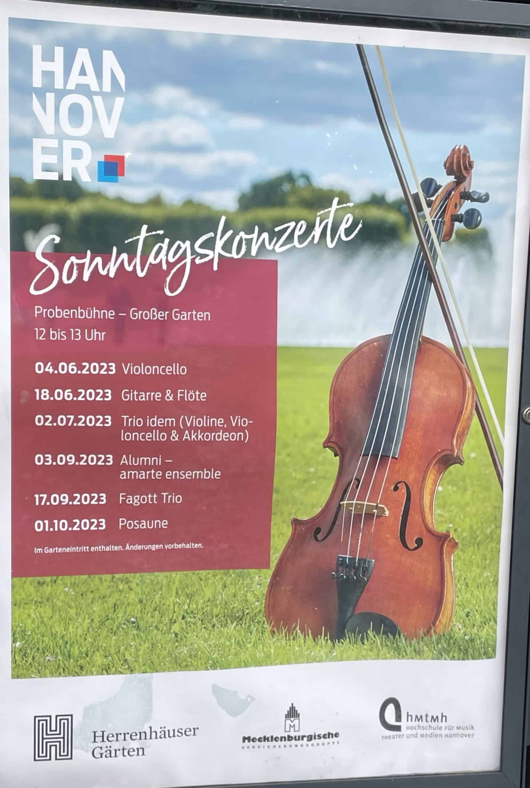 Plakat Sonntagskonzerte in Herrenhausen