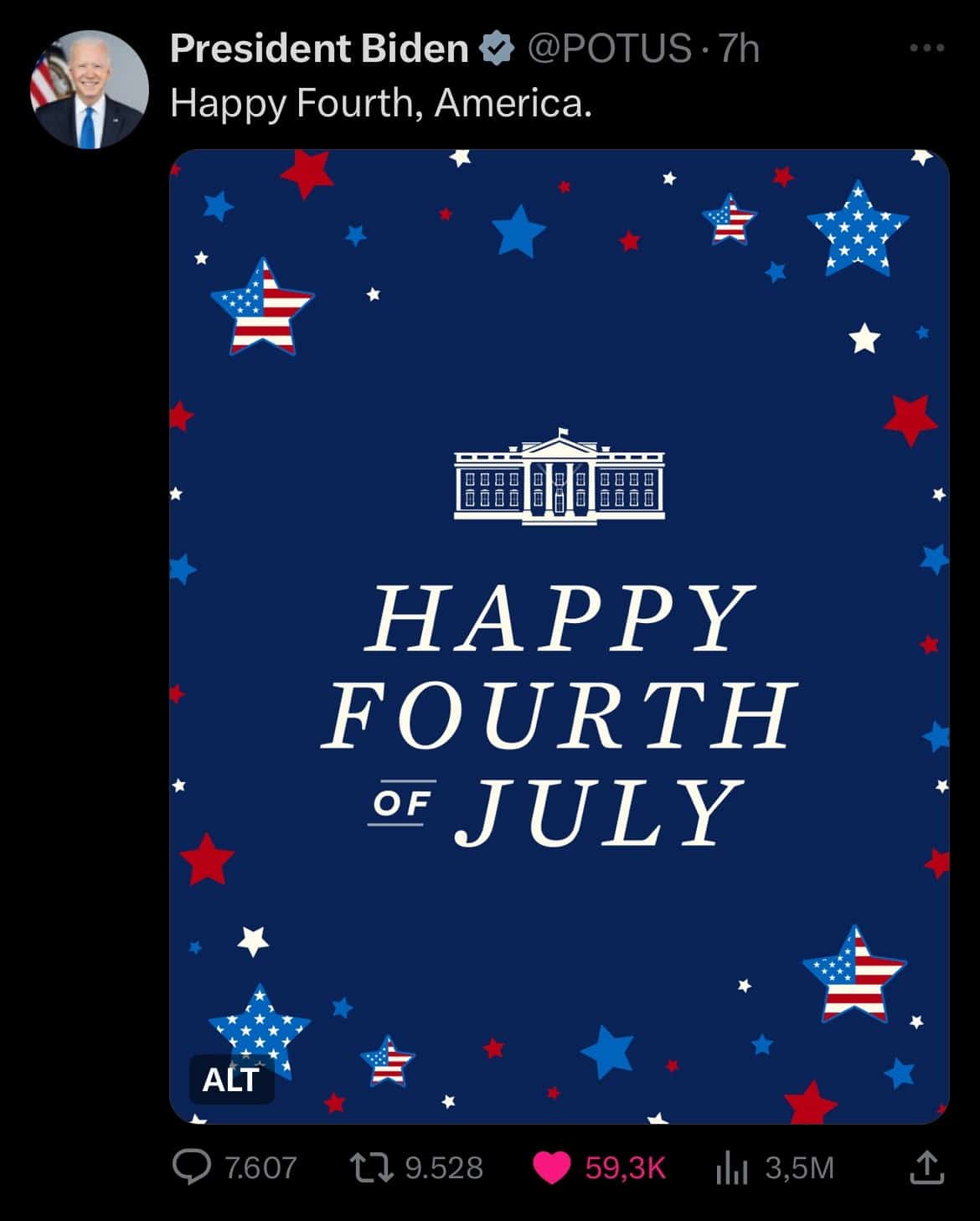 Twitter: 4th of July Post von Präsident Biden