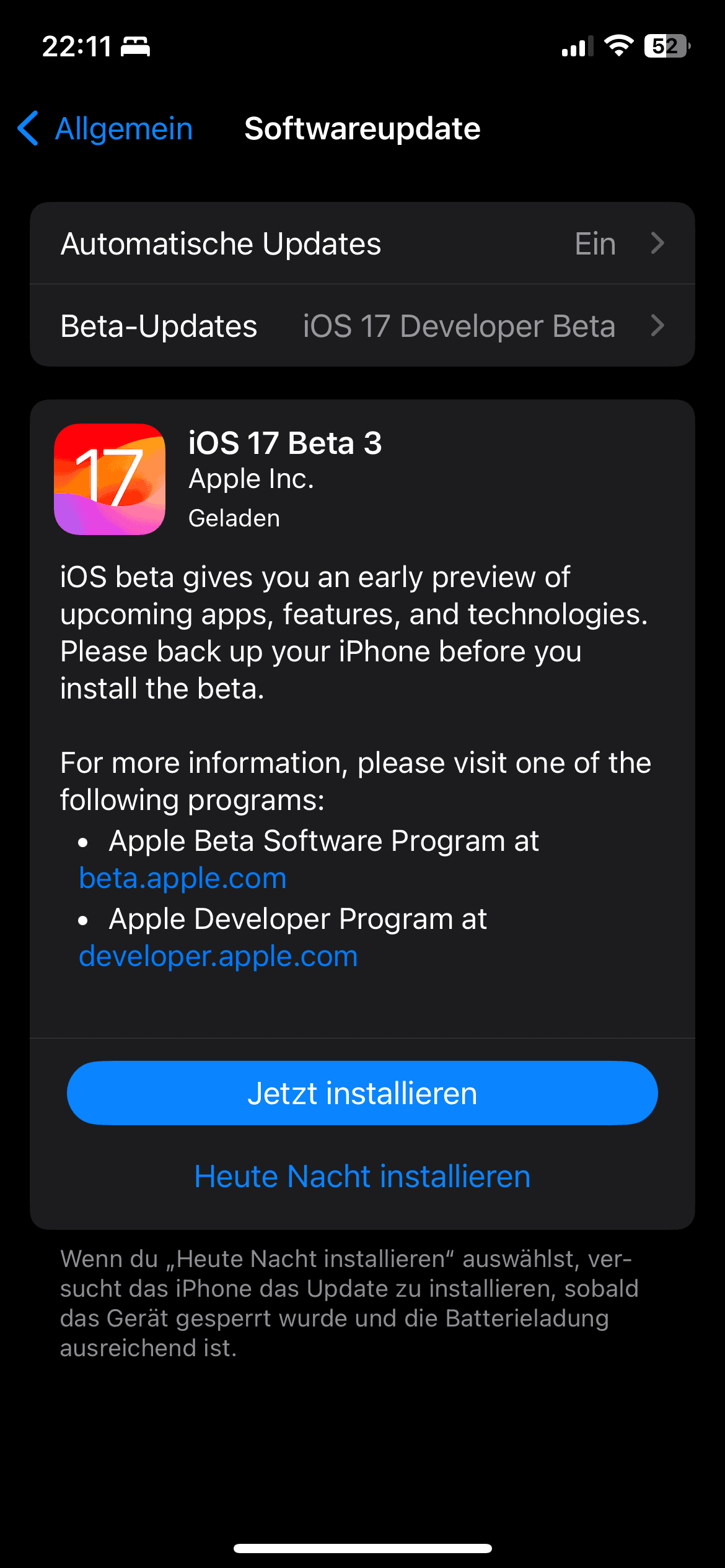 iOS 17.3 Beta Installscreen