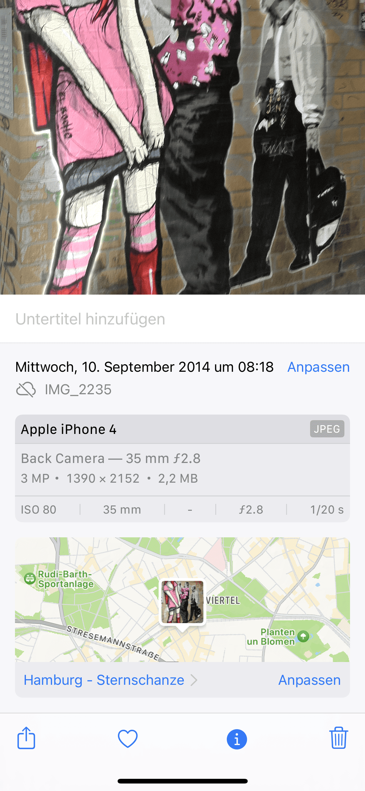 In iOS Fotos die EXIF-Daten zum obigen Bild.