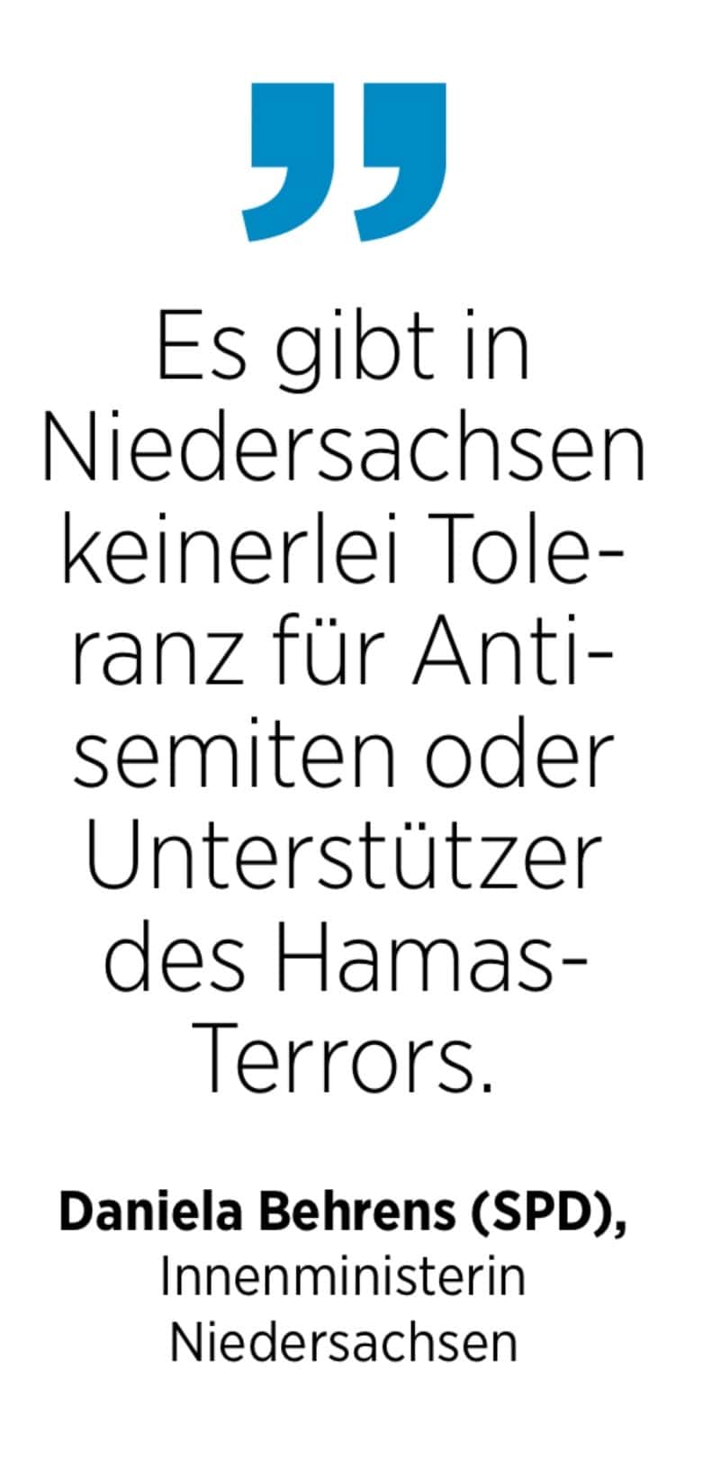 Daniela Behrens (SPD), Innenministerin Niedersachsen: Es gibt in Niedersachsen keinerlei Toleranz für Antisemiten oder Unterstützer des Hamas-Terrors.