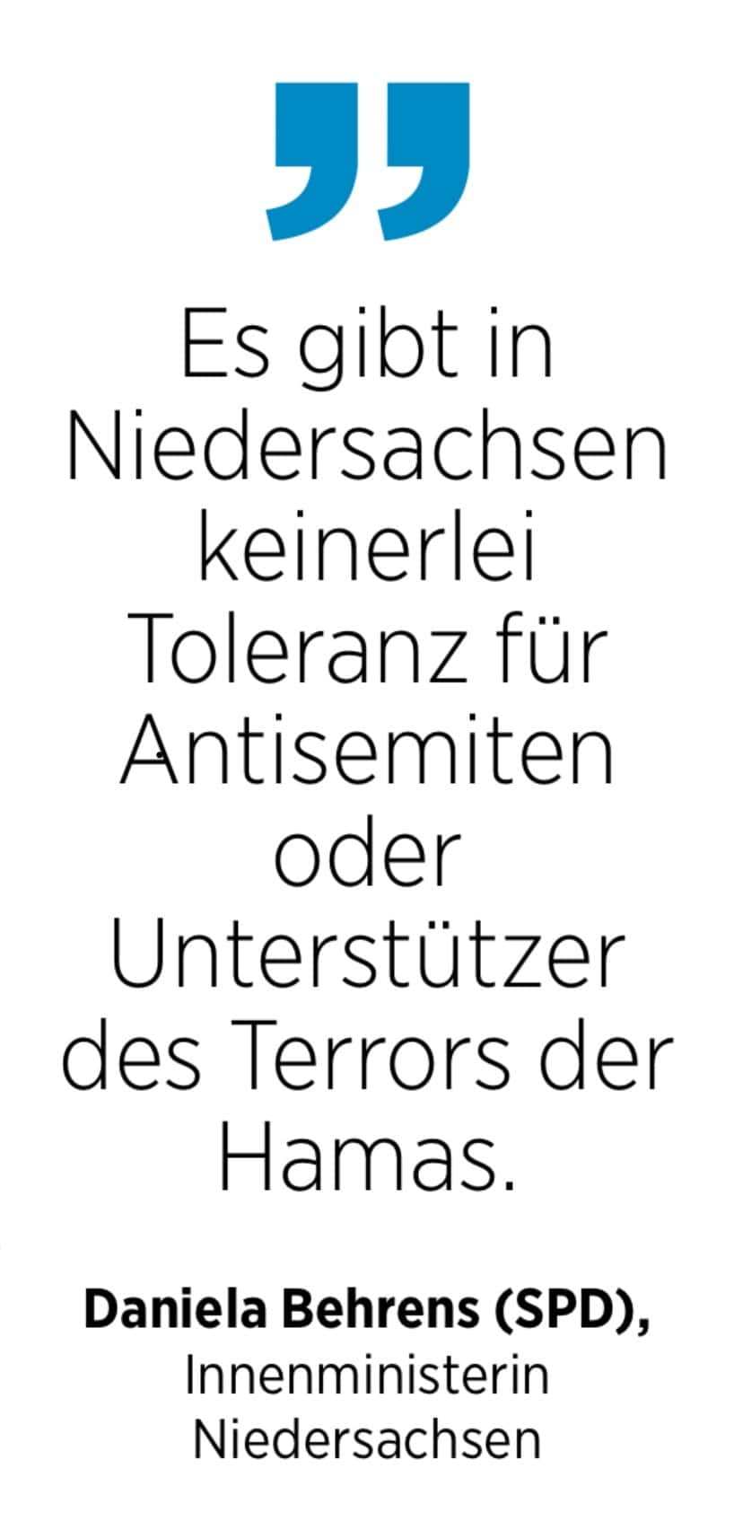 Daniela Behrens (SPD), Innenministerin Niedeesachsen: Es gibt in Niedersachsen keinerlei Toleranz für Antisemiten oder Unterstützer des Terrors der Hamas.