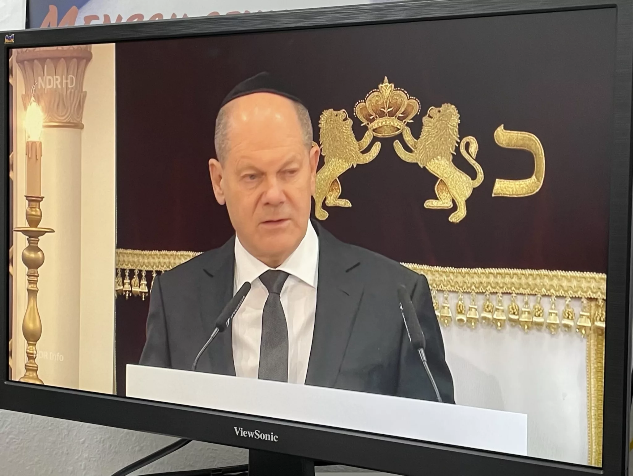 Olaf Scholz als Redner in der Beth-Zion-Synagoge in Berlin