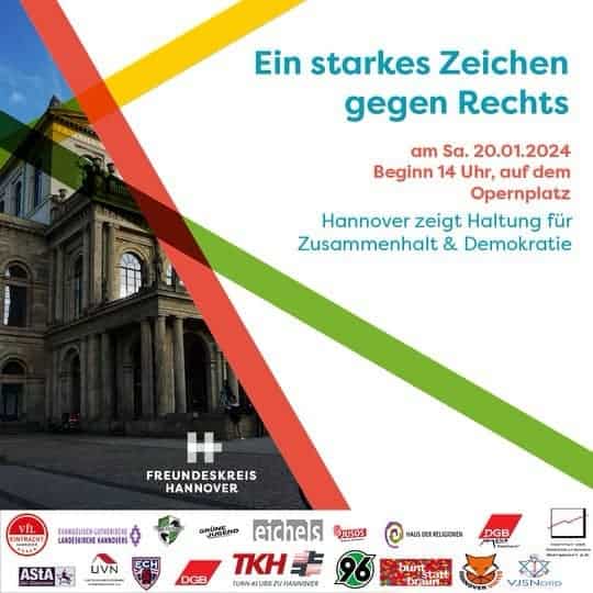 Aufruf zur Deno Hannover gegen Rechts für mächstem Samstag auf dem Opernplatz