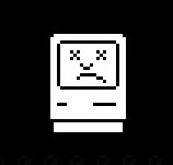 Das Symbol des kaputten Macs bei Startproblemen, die ein Arbeiten verhindern.