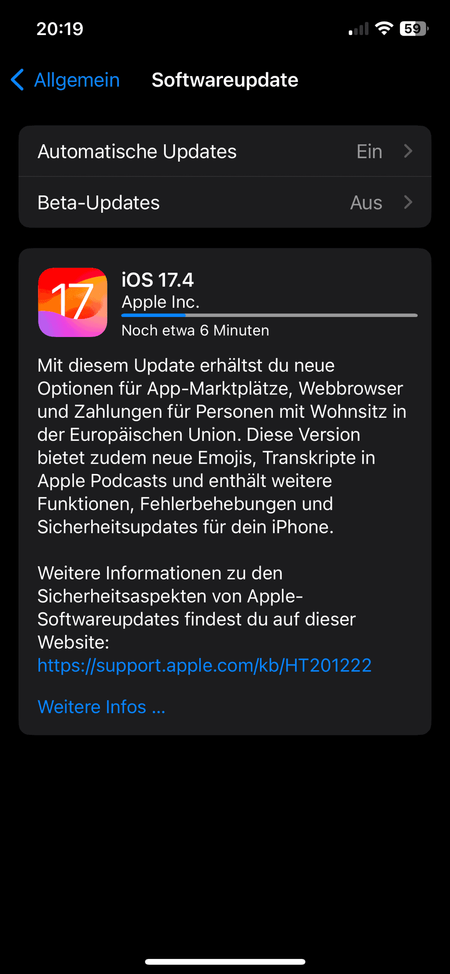 iOS 17.4 Installscreen