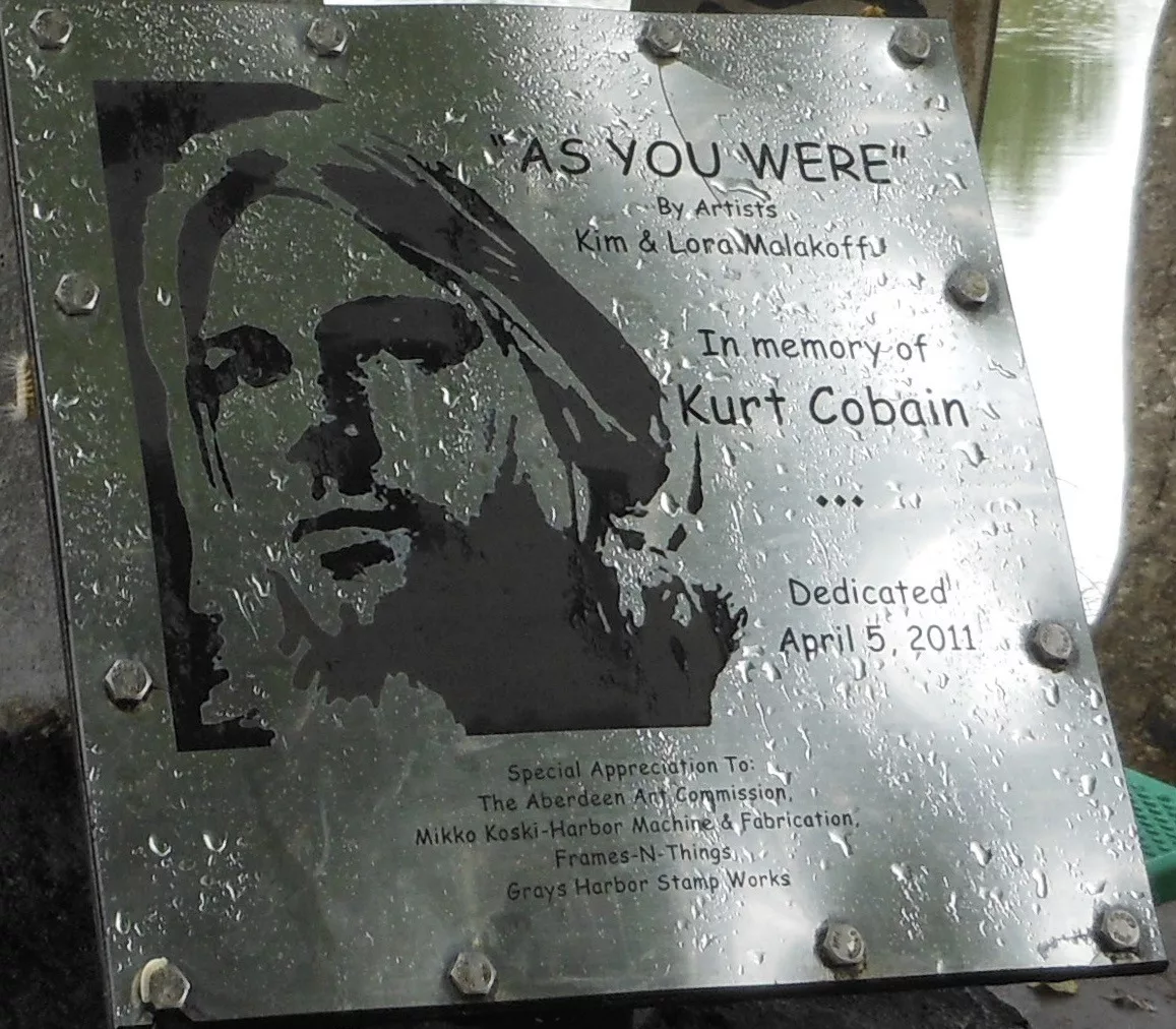 Platte mit Kurt Cobains Konterfei im Memorial Park.