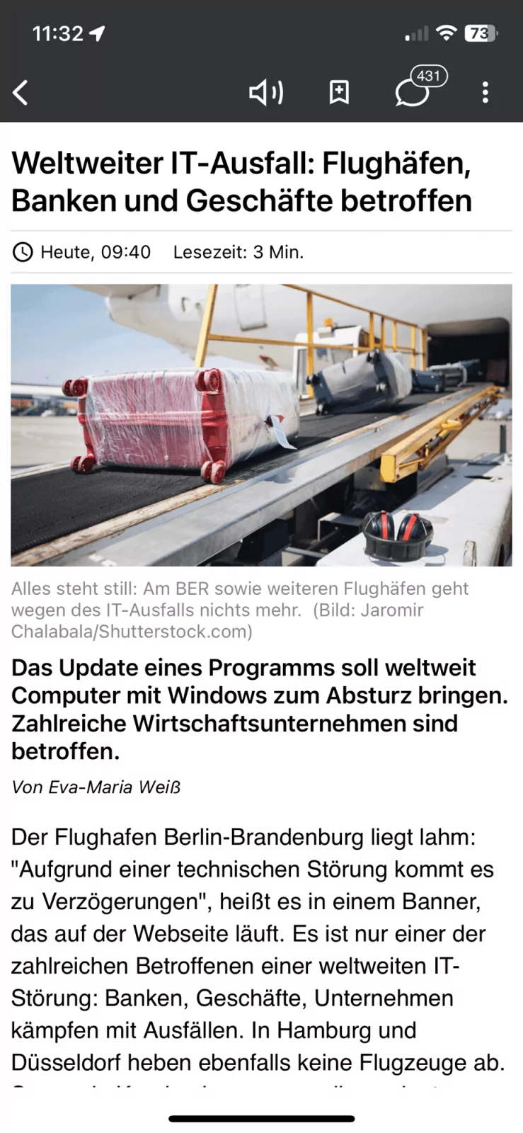 Heise mit Artikel zu weltweiten Intternetausfälle.