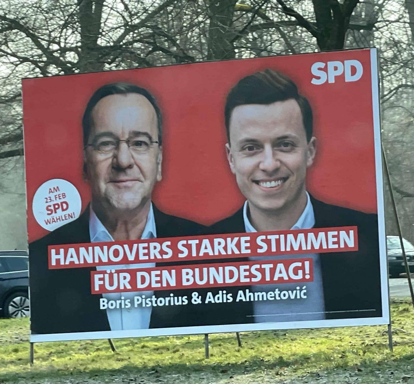 SPD Wahlplakat: HANNOVERS STARKE STIMMEN FÜR DEN BUNDESTAG! Boris Pistorius & Adis Ahmetovie