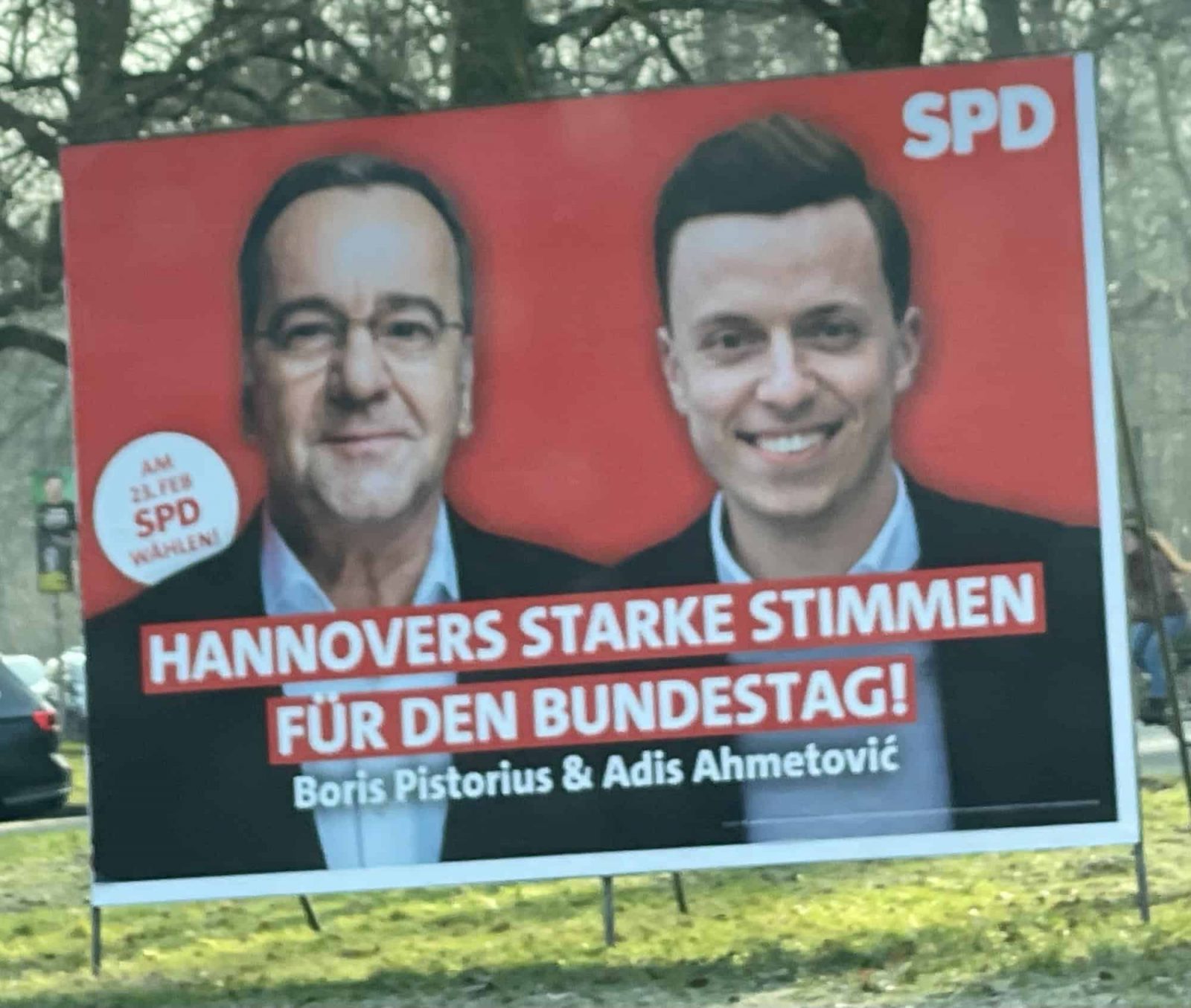 SPD Plakat: HANNOVERS STARKE STIMMEN FÜR DEN BUNDESTAG! Boris Pistorius & Adis Ahmetovic