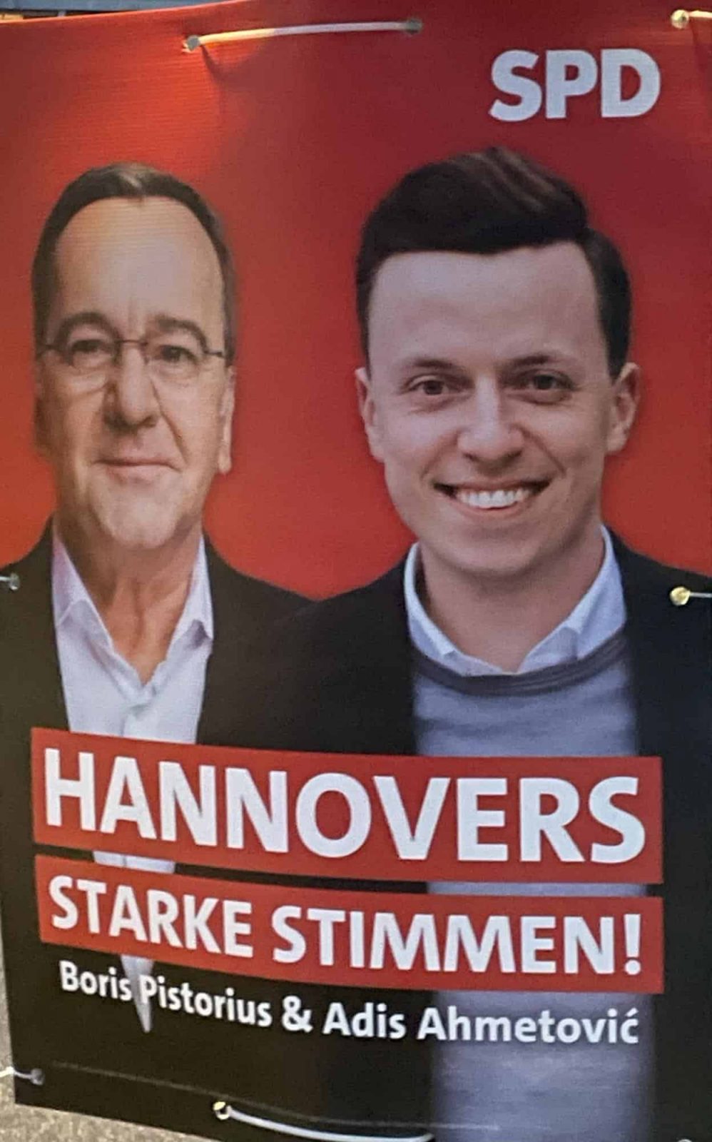 SPD Wahlplakat: HANNOVERS STARKE STIMMEN! Boris Pistorius & Adis Ahmetovic