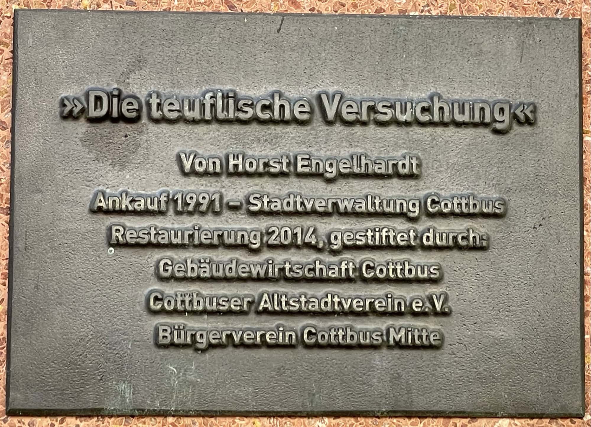 Tafel zur 'Teuflischen Versuchung von Horst Engelhardt.