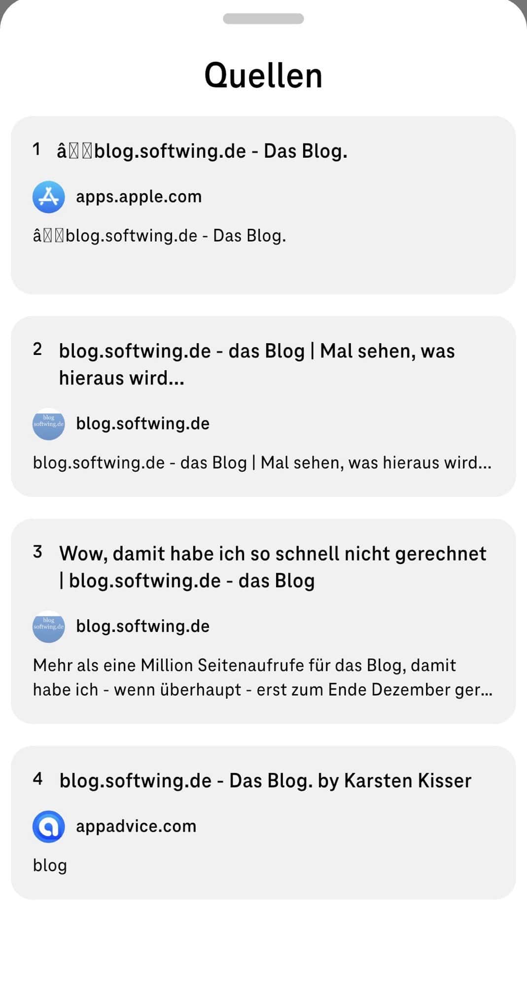 Screenshot von Magenta AI mit den genutzten Quellen.