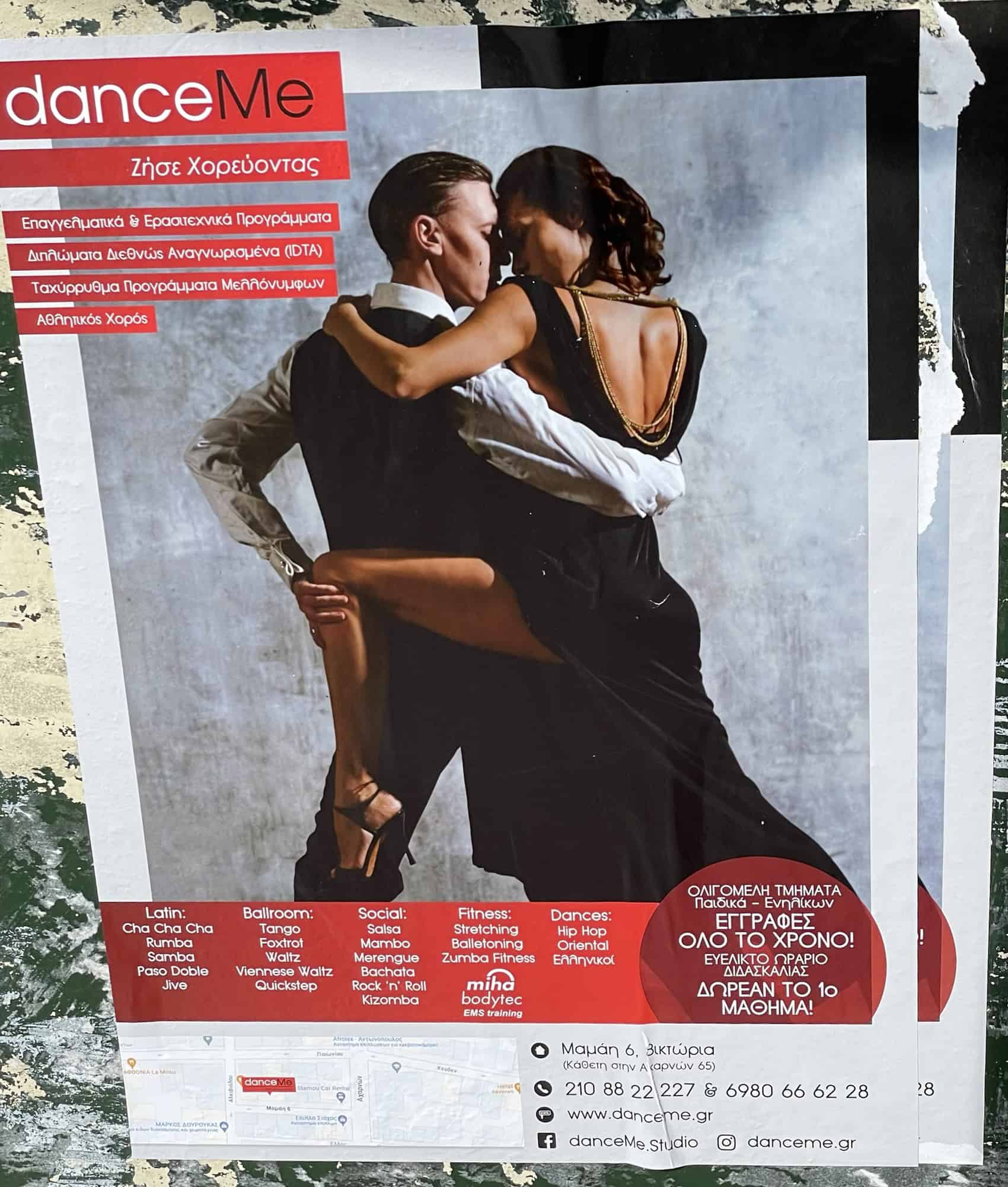 Reklameanschlag für Lateintanzen