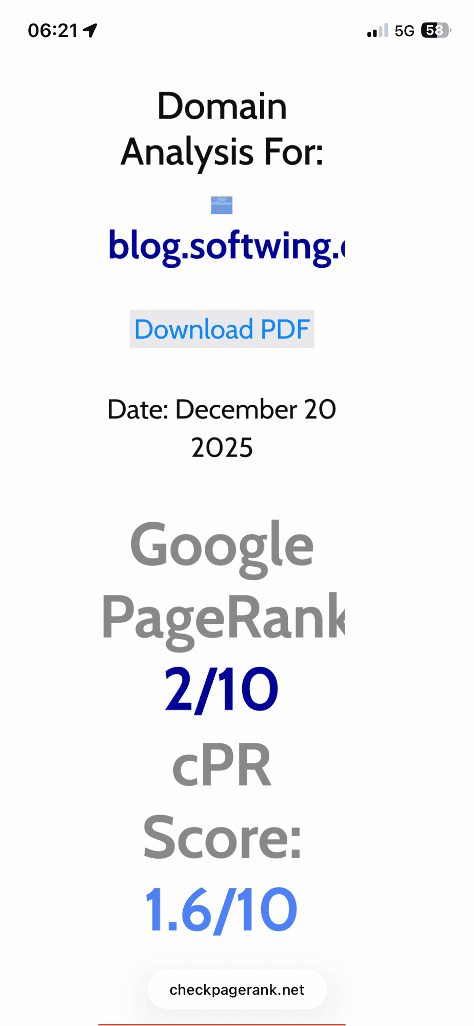 Screenshot vom PageRank 2 des Blogs.
