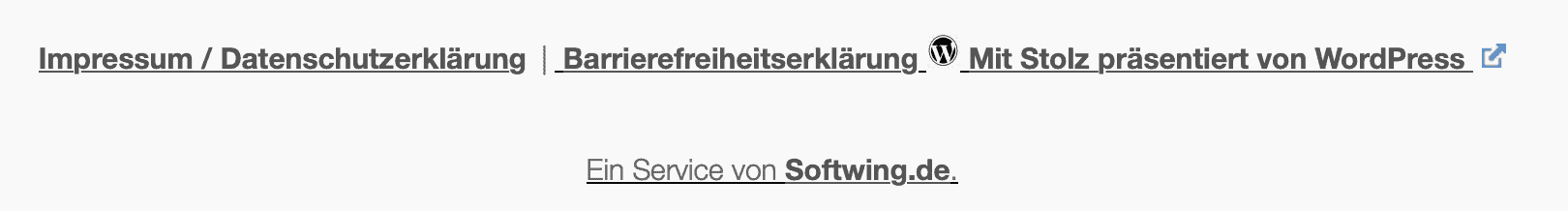 Ausschnitt des Footers u.a. mit Barrierefreiheitserklärung.