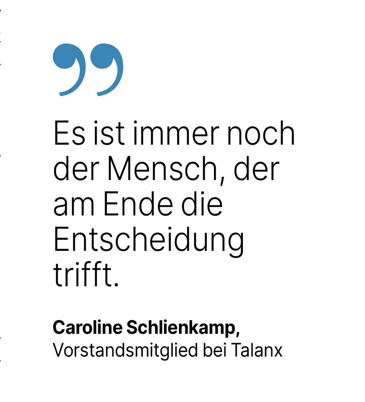 Caroline Schlienkamp, Vorstandsmitglied bei Talanx: Es ist immer noch der Mensch, der am Ende die Entscheidung trifft.