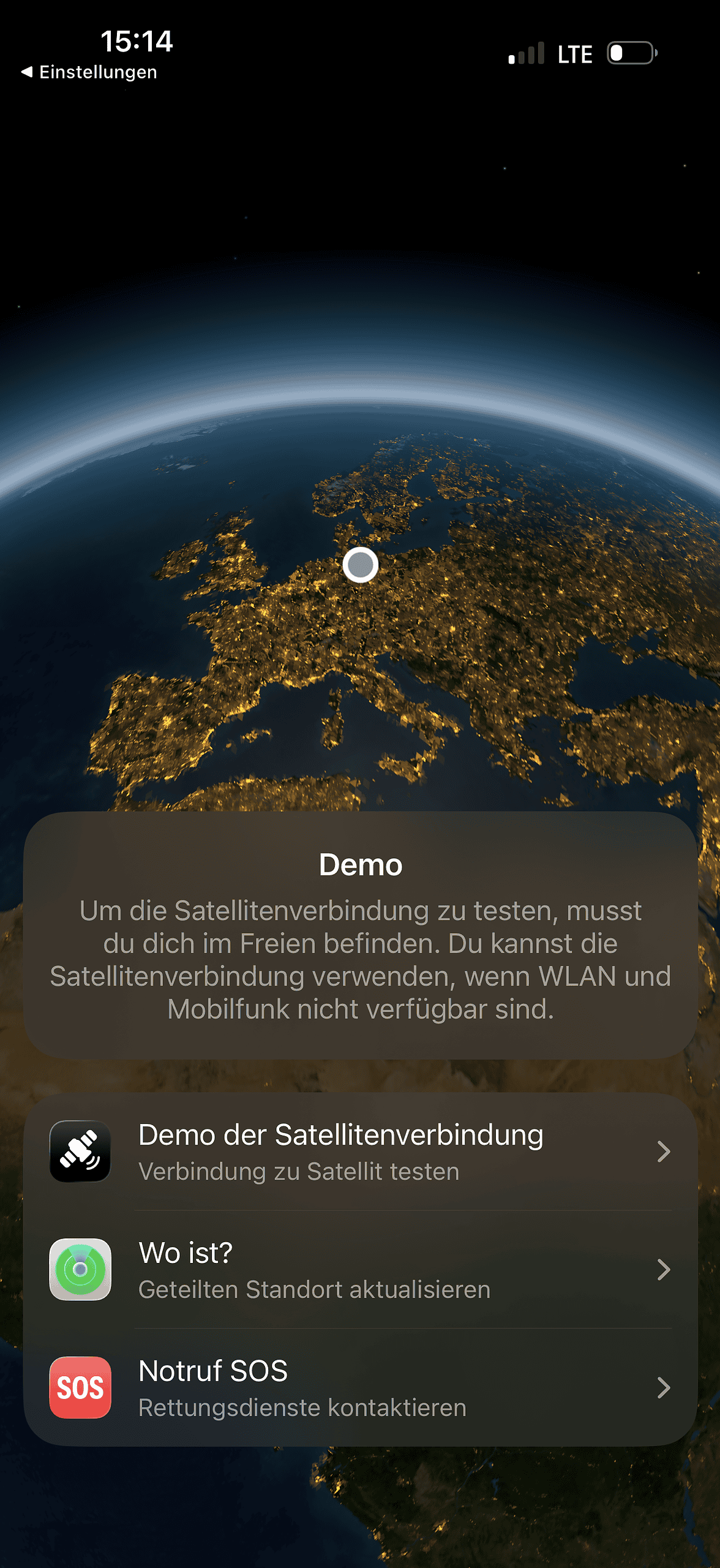 Satellitenübersicht auf einem dazu fähigem Mobile.