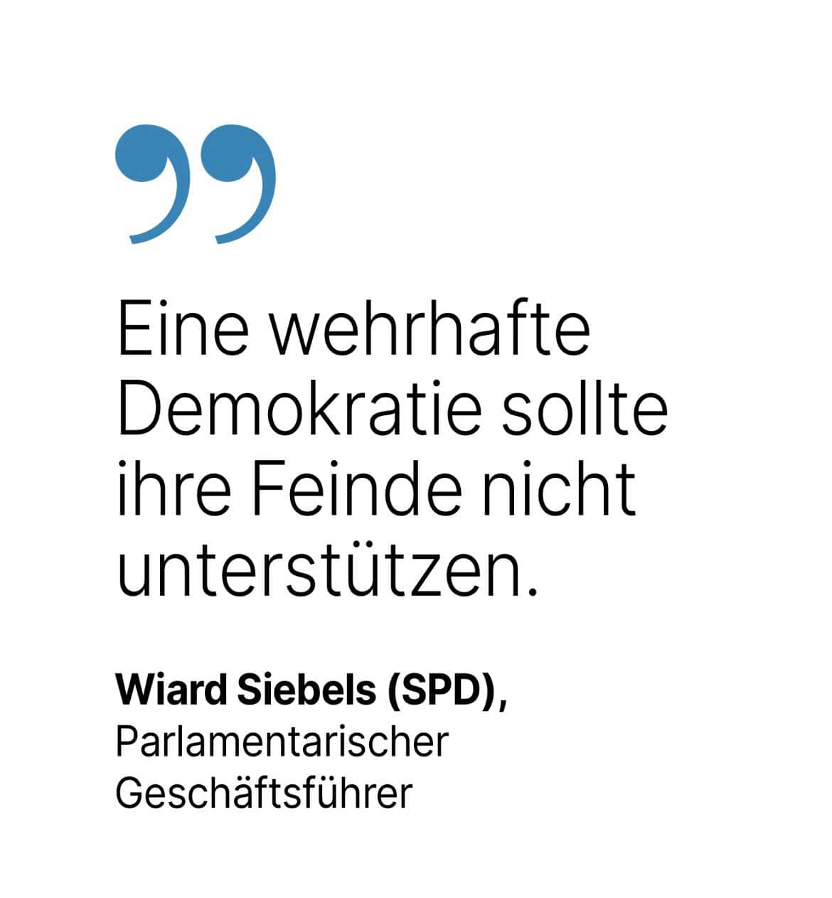 Wiard Siebels (SPD), Parlamentarischer Geschäftsführer: Eine wehrhafte Demokratie sollte ihre Feinde nicht unterstutzen.