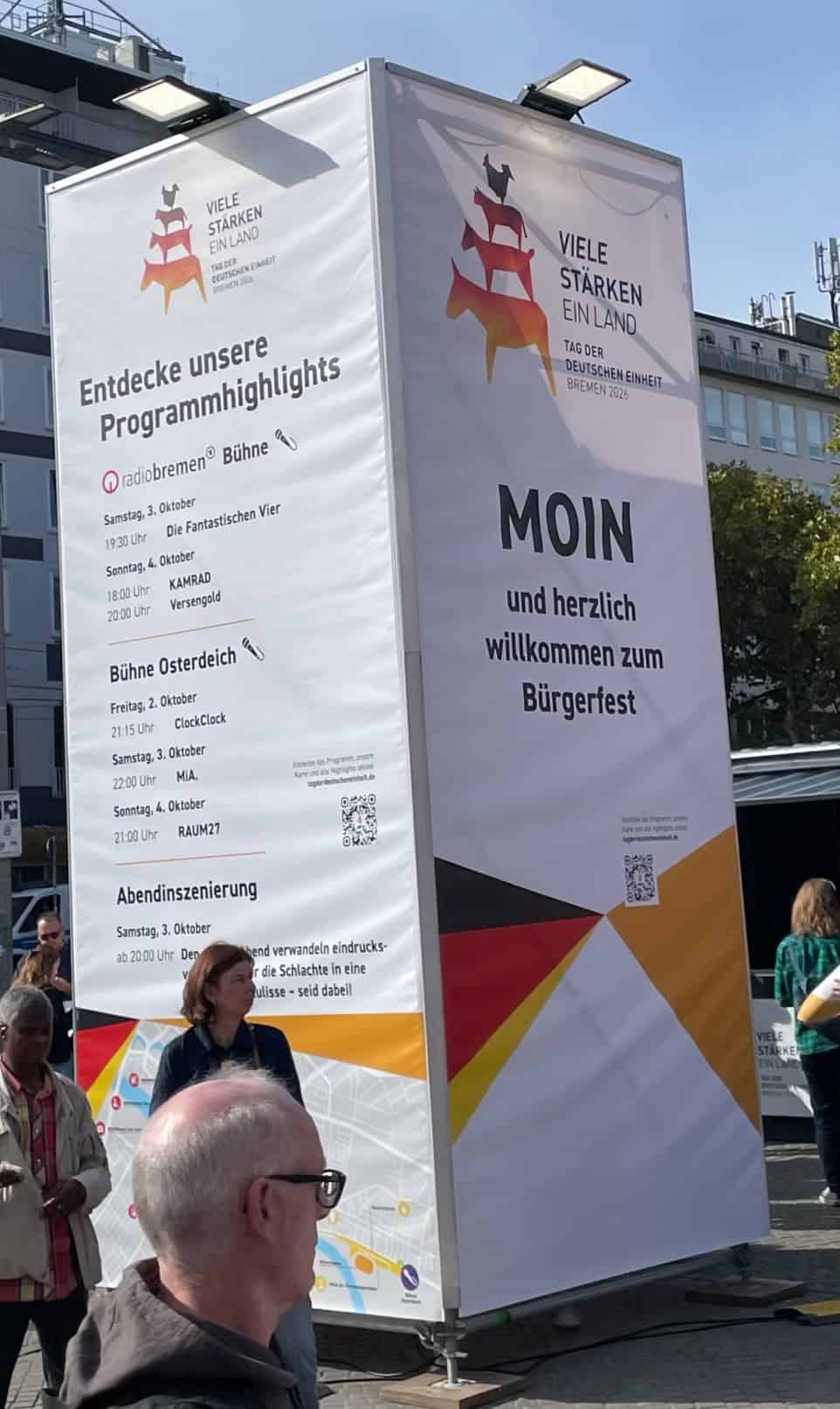 Moin-Aufsteller zum Fest der Deutschen Einheit.
